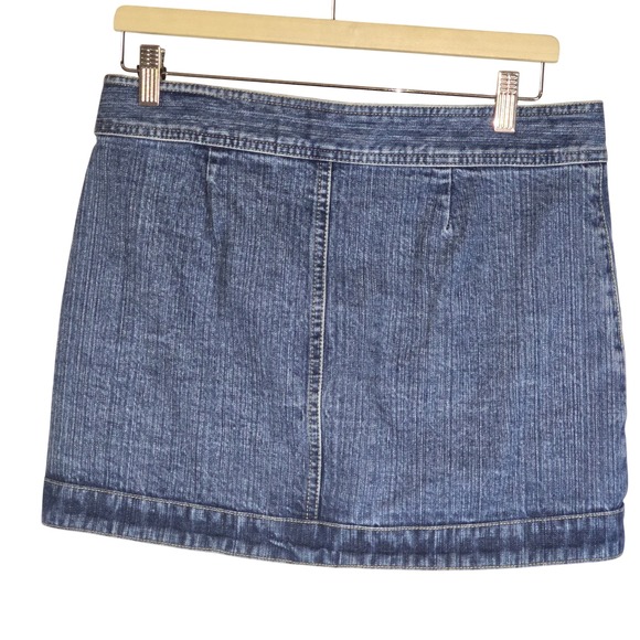 No Boundaries Juniors Denim Mini Skirt Full Zipper Pockets Y2K Blue - Picture 3 of 3